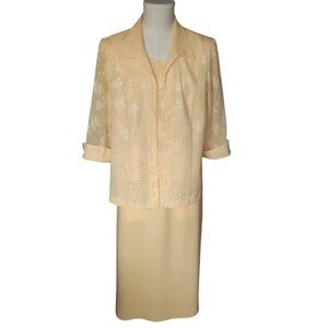 Leslie Belle 3 Piece Maxi Skirt, Tank & Jacket SZ 16 Lemon Yellow Women's